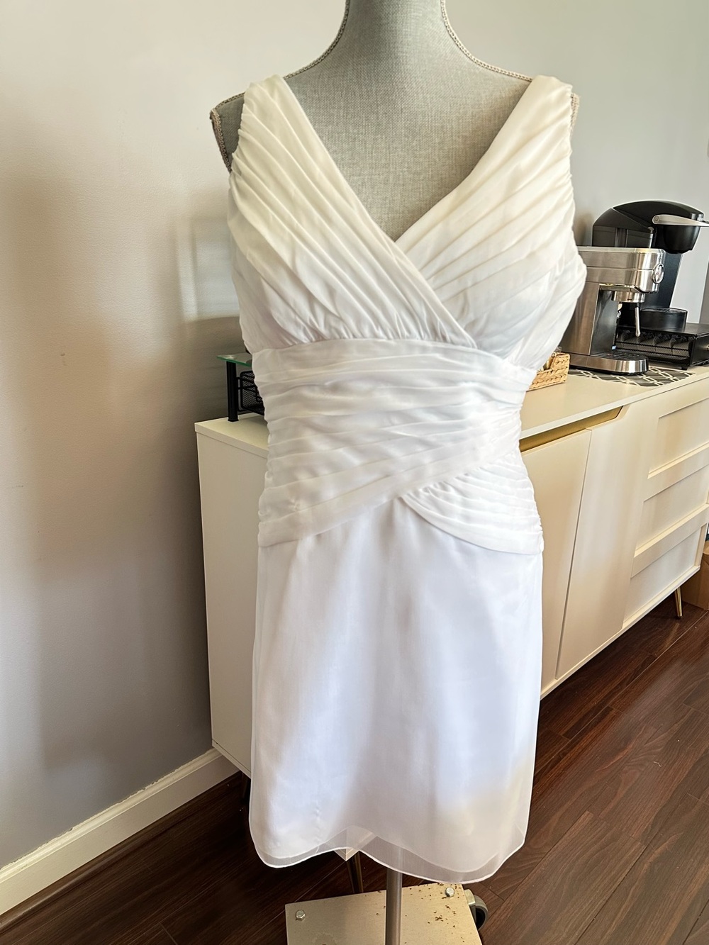 White Chiffon Brides Second Look Dress, beach wedding, rehearsal / date night